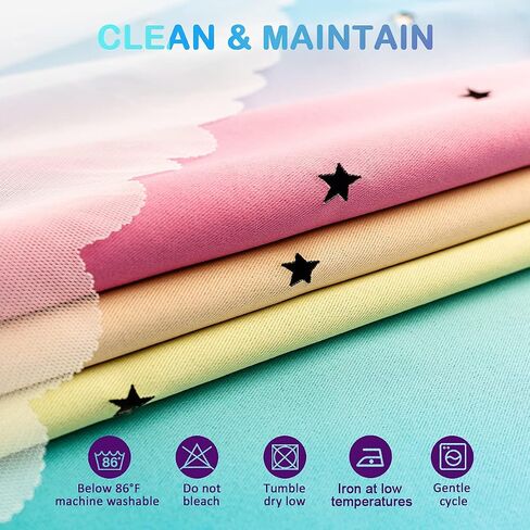 Reepow Rainbow Kids ستائر التعتيم 2 لوحات لغرفة نوم الفتيات غرفة اللعب، تول تراكب ستارة مقطوعة ستائر مع حلقة علوية من الفولاذ المقاوم للصدأ - 52 × 84 بوصة، وردي أصفر in Kuwait