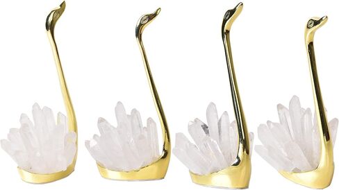 AMOYSTONE 5.9" White Crystal Swan Figurine Collection Home Decor Ornament Handmade Natural Healing Stone Crafts Paperweight Great Gift for Girlfriend Birthday Holidays Christmas in Kuwait