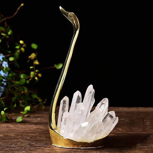 AMOYSTONE 5.9" White Crystal Swan Figurine Collection Home Decor Ornament Handmade Natural Healing Stone Crafts Paperweight Great Gift for Girlfriend Birthday Holidays Christmas in Kuwait