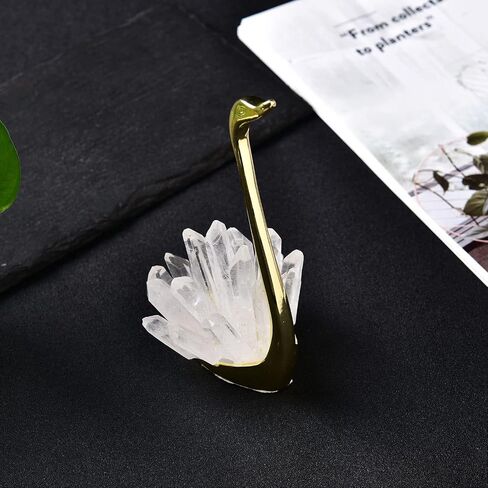 AMOYSTONE 5.9" White Crystal Swan Figurine Collection Home Decor Ornament Handmade Natural Healing Stone Crafts Paperweight Great Gift for Girlfriend Birthday Holidays Christmas in Kuwait