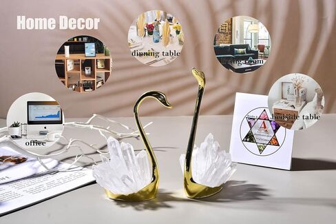 AMOYSTONE 5.9" White Crystal Swan Figurine Collection Home Decor Ornament Handmade Natural Healing Stone Crafts Paperweight Great Gift for Girlfriend Birthday Holidays Christmas in Kuwait