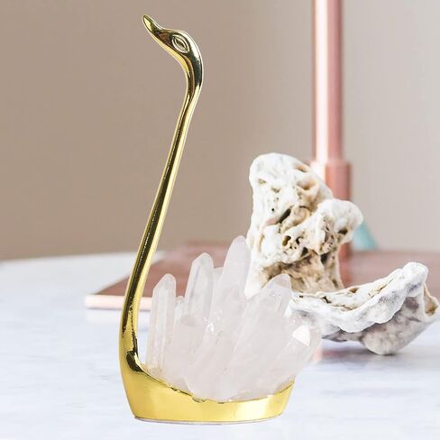AMOYSTONE 5.9" White Crystal Swan Figurine Collection Home Decor Ornament Handmade Natural Healing Stone Crafts Paperweight Great Gift for Girlfriend Birthday Holidays Christmas in Kuwait