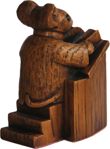 MOFUCA ماوس الكنيسة في المنبر، تمثال راتنج فأر الكنيسة، منحوتة فأر الكنيسة الخشبية للمنزل والمكتب ديكور سطح المكتب (بني) in Kuwait