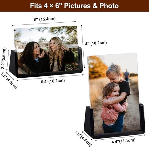 مجموعة إطارات صور أكريليك من Boxalls مقاس 4x6 مع حامل قاعدة أسود شفاف، إطار صور بدون إطار لسطح الطاولة أو شاشة سطح المكتب (أفقي + عمودي) in Kuwait