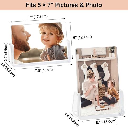 مجموعة إطارات صور أكريليك من Boxalls مقاس 4x6 مع حامل قاعدة أسود شفاف، إطار صور بدون إطار لسطح الطاولة أو شاشة سطح المكتب (أفقي + عمودي) in Kuwait