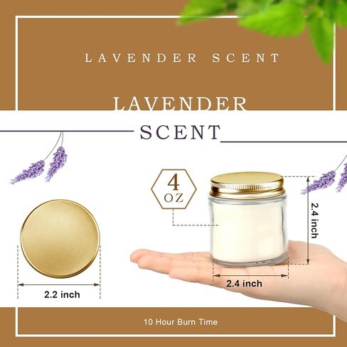 24 قطعة من شموع ماسون صغيرة من Lounsweer، 4oz شموع صغيرة معطرة برائحة اللافندر بكميات كبيرة من الشمع لتخفيف التوتر، شموع العلاج العطري لعيد الميلاد وهدية عيد الميلاد وحفلات الزفاف وحفلات استقبال المولود الجديد (ذهبي) in Kuwait