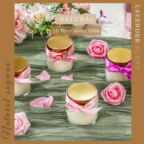 24 قطعة من شموع ماسون صغيرة من Lounsweer، 4oz شموع صغيرة معطرة برائحة اللافندر بكميات كبيرة من الشمع لتخفيف التوتر، شموع العلاج العطري لعيد الميلاد وهدية عيد الميلاد وحفلات الزفاف وحفلات استقبال المولود الجديد (ذهبي) in Kuwait