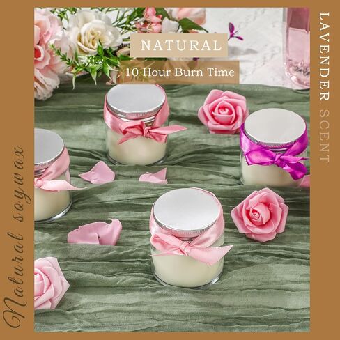 Lounsweer 24 Pcs Bulk Candles Mini Mason Jar Candles 4oz Small Scented Wedding Favors Gifts Lavender Wax Stress Relief Aromatherapy Candles for Christmas Birthday Baby Shower Party Favors(Rose Gold) in Saudi Arabia