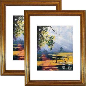 Golden State Art, 11x14 Black Photo Frame with Burgundy & Gold Trim, White Mat for 8x10 Pictures or Photos & Real Glass