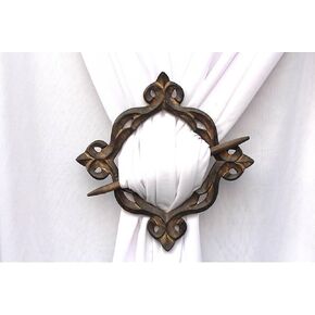 RII Beautiful Curtain Tiebacks, Antique Wooden Curtain Hook, Handmade Wooden Elephant Rustic Decorative Curtain Holdbacks, Modern Drapery Tiebacks, Set of 2