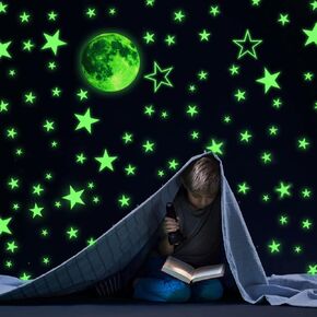 Glow Stars and Full Moon Wall Stickers for Starry Sky,Glowing Star Beautiful Wall Decals for Any Room,Beautiful Wall Decals for Kids Gift,Glow in The Dark Stars Light Your Ceiling in Kuwait