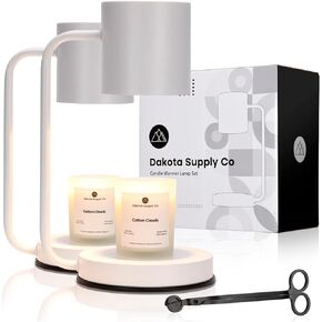 Candle Warmer Lamp Set- Two Stylish Candle Lamp with Fresh Linen & Sea Salt - Favorite Fragrance Candle Holders for Bedroom Decor - Candle Lamp Warmer with 4 Light Bulbs - (Black)