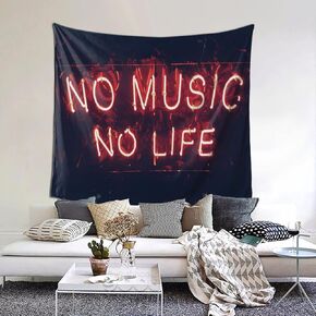 MeguMoon Music Decorative Wall Tapestry, No Music No Life Neon Text Tapestry, Music Black Wall Hanging Poster for Bedroom Living Room 60 X 50 Inches in Kuwait