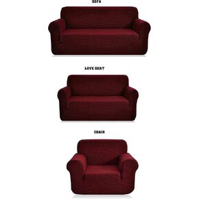 Fancy Linen 3pc Slipcover Set Furniture Cover -Spandex- Set Includes Sofa and Love-Seat and Chair Solid Black New in Saudi Arabia