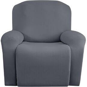 Oversized Recliner Cover Extra Large 4 PCS Stretch Recliner Chair Cover 1 Seater Sofa Covers Soft Furniture Protector with Elastic Bottom and Ties for Kids Pet Friendly(Recliner, Light Beige)