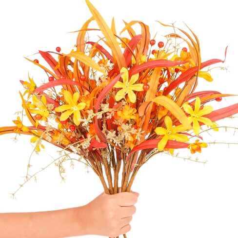 ChamBay Fall Faux Flowers, 6pcs Artificial Flowers Fall Picks, Fake Silk Flowers Fall Stems, Faux Paper Flowers Fall Floral Stems for Farmhouse Table DéCor, Thanksgiving Gifts in Kuwait