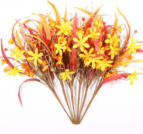 ChamBay Fall Faux Flowers, 6pcs Artificial Flowers Fall Picks, Fake Silk Flowers Fall Stems, Faux Paper Flowers Fall Floral Stems for Farmhouse Table DéCor, Thanksgiving Gifts in Kuwait