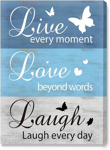 Modern Rustic Live Love Laugh Canvas Wall Art,Inspirational Quotes Wall Art Canvas Framed Painting Ready to Hang Room Décor for Home Living Room Bedroom Decorations 12"x 15" in Saudi Arabia