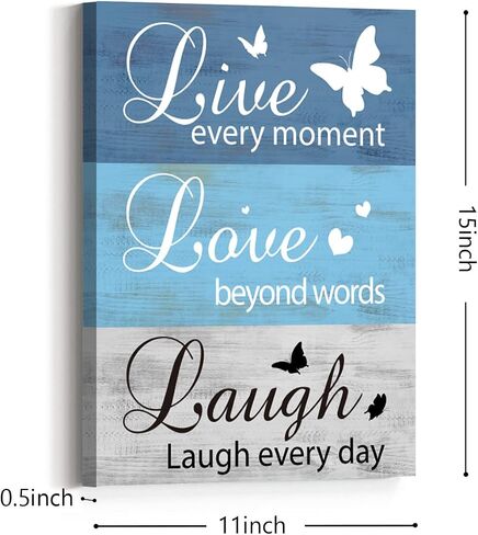 Modern Rustic Live Love Laugh Canvas Wall Art,Inspirational Quotes Wall Art Canvas Framed Painting Ready to Hang Room Décor for Home Living Room Bedroom Decorations 12"x 15" in Saudi Arabia