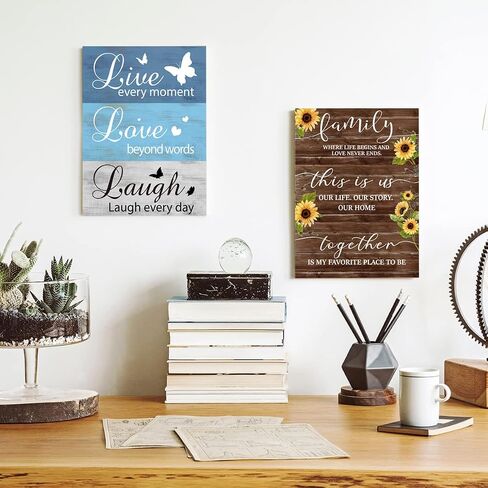 Modern Rustic Live Love Laugh Canvas Wall Art,Inspirational Quotes Wall Art Canvas Framed Painting Ready to Hang Room Décor for Home Living Room Bedroom Decorations 12"x 15" in Saudi Arabia