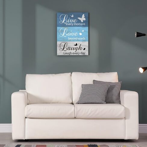 Modern Rustic Live Love Laugh Canvas Wall Art,Inspirational Quotes Wall Art Canvas Framed Painting Ready to Hang Room Décor for Home Living Room Bedroom Decorations 12"x 15" in Saudi Arabia