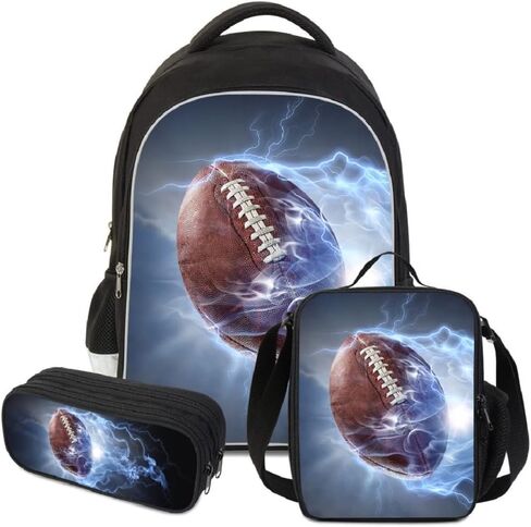 P ELEGANT PROTECTION Luminous American football 3D Print School Backpack,Personalized Lightweight Students Bookbag for Teens Kids in Kuwait