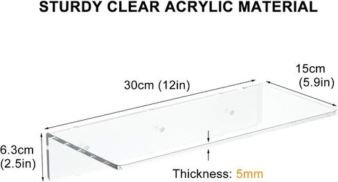 FEMELI Clear Acrylic Shelves Floating Shelves (6 inch) in Saudi Arabia