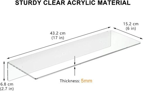 FEMELI Clear Acrylic Shelves Floating Shelves (6 inch) in Saudi Arabia