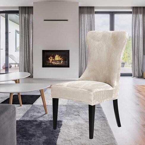 Set of 6 Stretch Taupe Velvet Wingback Chair Cover Super Soft Reusable Armchair Slipcover Washable Accent Chair Protectors for Dining Room Home Banquet Party Decor (Taupe, Set of 6) in Kuwait
