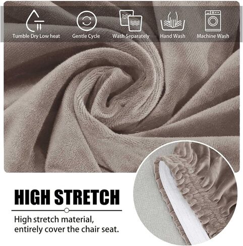 Set of 6 Stretch Taupe Velvet Wingback Chair Cover Super Soft Reusable Armchair Slipcover Washable Accent Chair Protectors for Dining Room Home Banquet Party Decor (Taupe, Set of 6) in Kuwait
