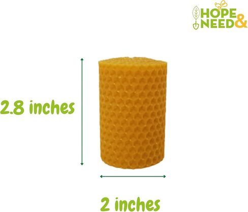 Hope&Need Beeswax Pillar Candles- 3 Pieces (2.8 inches x 2 inches) %100 Pure Bees Wax Candles for Home Decoration, Healthy and Natural Honeycomb, Hand-Rolled Beeswax Candle, No Chemicals, No Additives in Saudi Arabia