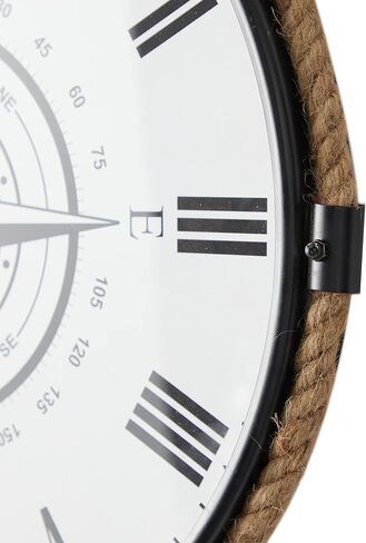Deco 79 Stainless Steel Compass Wall Clock with Rope Accents, 20" x 2" x 19", Brown in Saudi Arabia