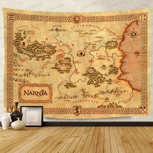F-FUN SOUL Map Poster Tapestry, 60x40inches Soft Flannel, Film Games Map Retro Pattern Wall Hanging Tapestries for Living Room Bedroom Home Decor GTZYFS1265 in Kuwait