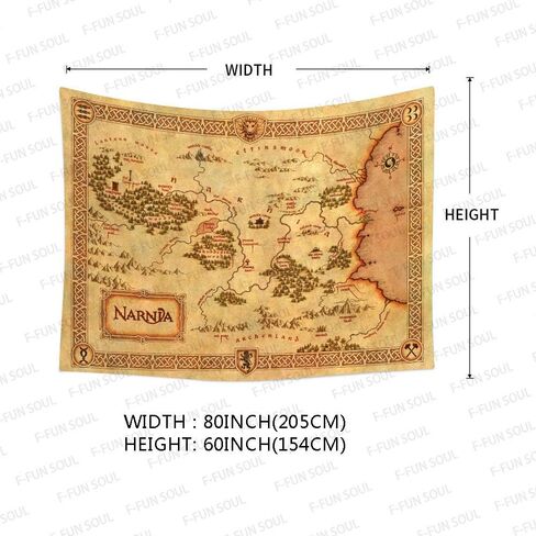 F-FUN SOUL Map Poster Tapestry, 60x40inches Soft Flannel, Film Games Map Retro Pattern Wall Hanging Tapestries for Living Room Bedroom Home Decor GTZYFS1265 in Kuwait