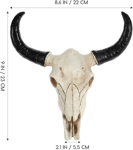 IMIKEYA Bull Head Skull Wall Hanging Art Southwestern Cow Steer Skull Nordic Style Wall Hanging Artwork Ornament Room Wall Decoration 8.6Inx6In in Saudi Arabia