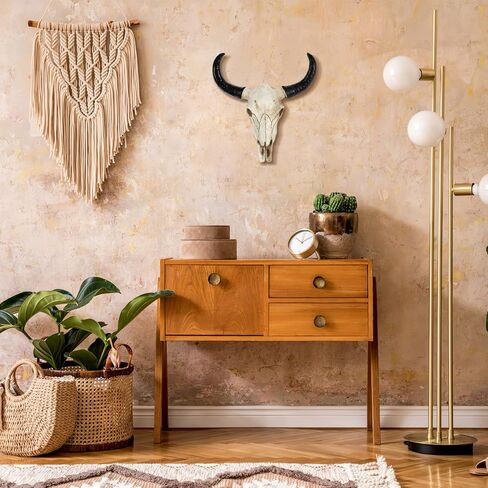 IMIKEYA Bull Head Skull Wall Hanging Art Southwestern Cow Steer Skull Nordic Style Wall Hanging Artwork Ornament Room Wall Decoration 8.6Inx6In in Saudi Arabia