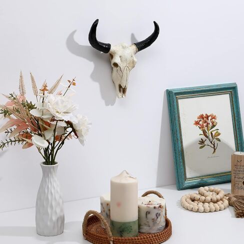 IMIKEYA Bull Head Skull Wall Hanging Art Southwestern Cow Steer Skull Nordic Style Wall Hanging Artwork Ornament Room Wall Decoration 8.6Inx6In in Saudi Arabia