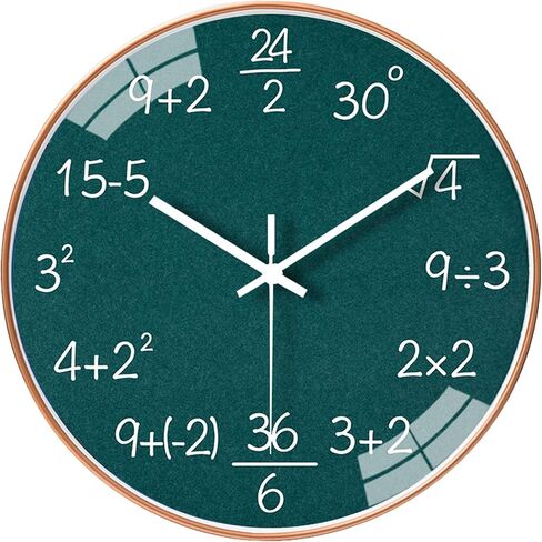 12 Inch Math Wall Clock Silent Non Ticking Movement Quality Quartz Wall Clock for Office Classroom/School/Home/Kitchen/Living Room Wall Decorations (Blue) in Kuwait