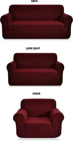 Fancy Linen 3pc Slipcover Set Furniture Cover -Spandex- Set Includes Sofa and Love-Seat and Chair Solid Black New in Kuwait