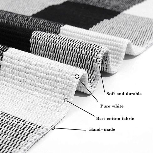 SEEKSEE Cotton Buffalo Plaid Rug 2'x3' Black and White Checked Rug Washable Doormats Indoor Outdoor Rugs for Layered Front Door Mats, Porch, Kitchen, Farmhouse, Entryway in Kuwait
