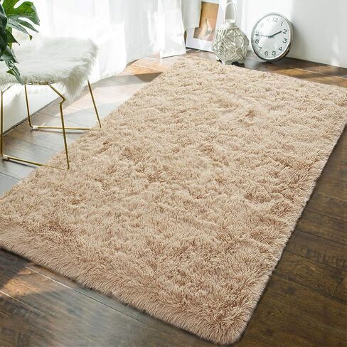 Andecor Soft Fluffy Bedroom Rugs, 3 x 5 Feet Indoor Shaggy Plush Area Rug for Boys Girls Kids Baby College Dorm Living Room Home Decor Floor Carpet, Black in Kuwait