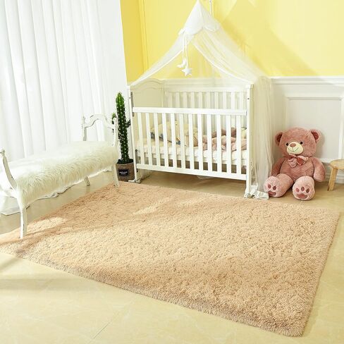Andecor Soft Fluffy Bedroom Rugs, 3 x 5 Feet Indoor Shaggy Plush Area Rug for Boys Girls Kids Baby College Dorm Living Room Home Decor Floor Carpet, Black in Kuwait