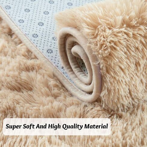 Andecor Soft Fluffy Bedroom Rugs, 3 x 5 Feet Indoor Shaggy Plush Area Rug for Boys Girls Kids Baby College Dorm Living Room Home Decor Floor Carpet, Black in Kuwait