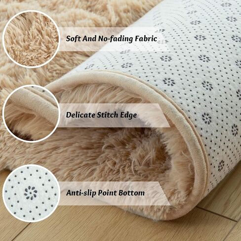 Andecor Soft Fluffy Bedroom Rugs, 3 x 5 Feet Indoor Shaggy Plush Area Rug for Boys Girls Kids Baby College Dorm Living Room Home Decor Floor Carpet, Black in Kuwait