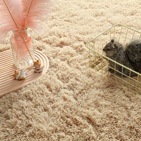 Andecor Soft Fluffy Bedroom Rugs, 3 x 5 Feet Indoor Shaggy Plush Area Rug for Boys Girls Kids Baby College Dorm Living Room Home Decor Floor Carpet, Black in Kuwait