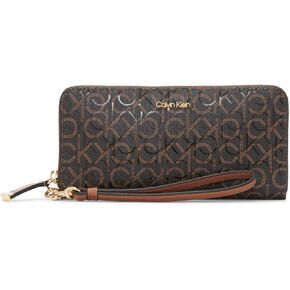 محفظة Calvin Klein Key Item Saffiano Continental بسحاب حول المحفظة مع حزام معصم