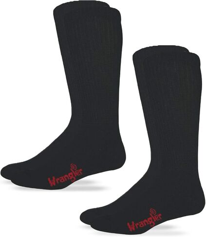 Wrangler Mens Riggs Non-Binding Smooth Toe Cushion Cotton Boot Socks 2 Pack in Saudi Arabia