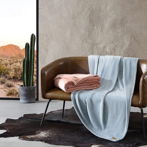 Wrangler - King Blanket, Ultra Soft Plush Fleece Blanket (Solid Blue, King) in Saudi Arabia
