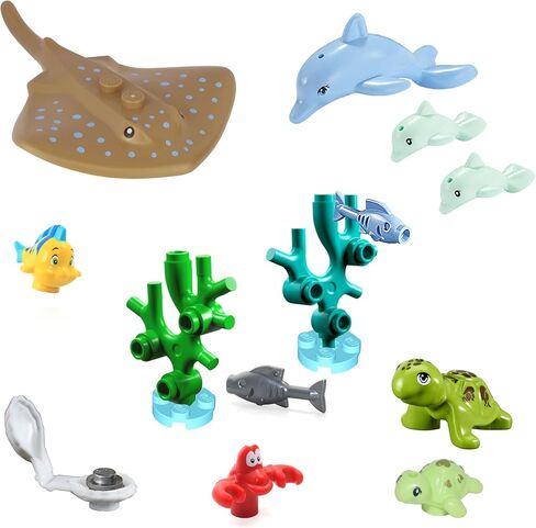 LEGO Friends Animals Ocean Pack - 12 Various Sea Ocean Items (Coral Reefs, Stingray, Dolphins 🐬 Crabs, Fish 🐠, Clam, and Turtles 🐢) Very Small in Saudi Arabia