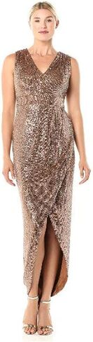 فستان نسائي بدون أكمام برقبة على شكل حرف V مع فستان خصر مطوي من Calvin Klein in Kuwait